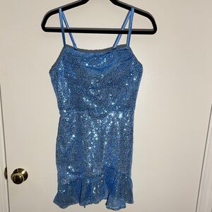 Blue Sequin Mini Dress